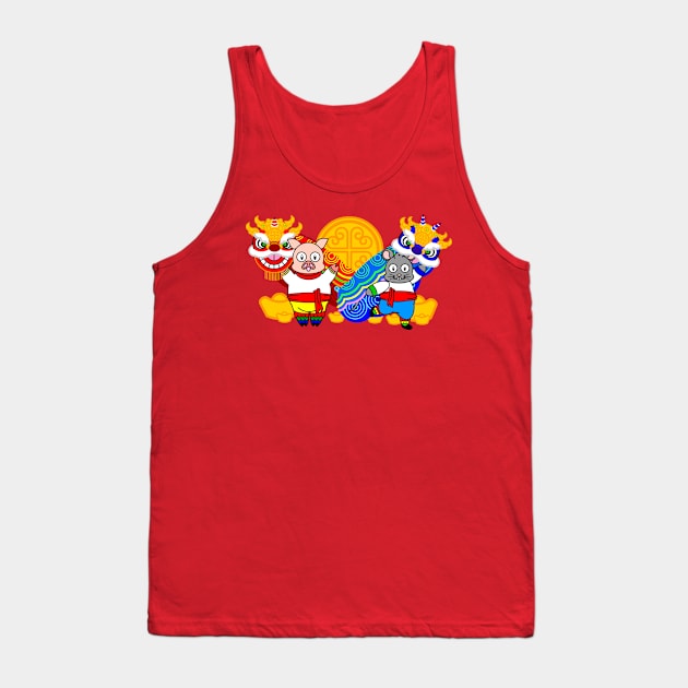 CNY: LION DANCERS Tank Top by cholesterolmind